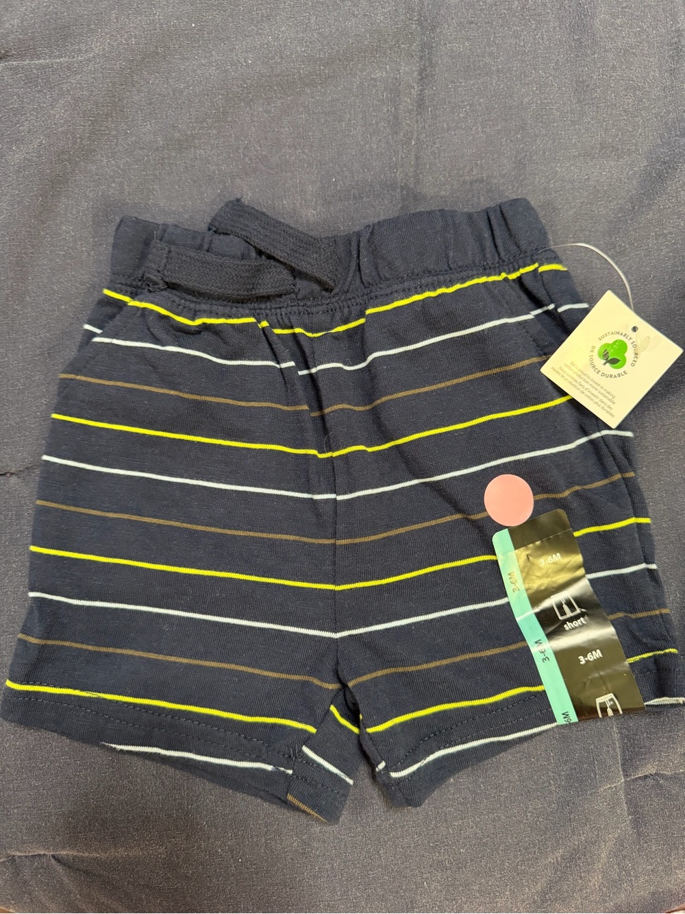 🍎5/$35🍎 
Striped Navy George Baby Shorts - Yellow & Gray Accent